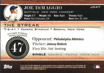 2007 Topps - Joe DiMaggio: The Streak #JD47 Joe DiMaggio Back