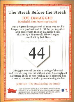2007 Topps - Joe DiMaggio: The Streak Before the Streak #JDSF44 Joe DiMaggio Back
