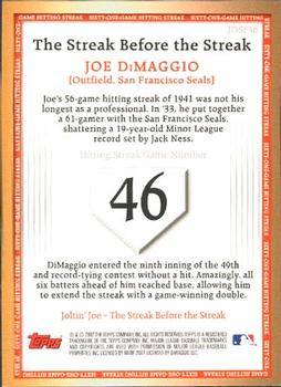 2007 Topps - Joe DiMaggio: The Streak Before the Streak #JDSF46 Joe DiMaggio Back