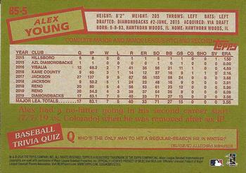 2020 Topps - 1985 Topps Baseball 35th Anniversary (Series One) #85-5 Alex Young Back