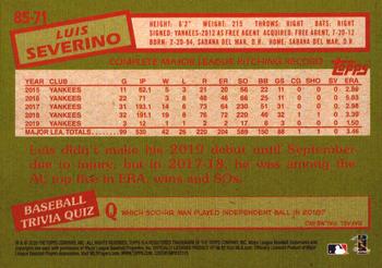 2020 Topps - 1985 Topps Baseball 35th Anniversary (Series One) #85-71 Luis Severino Back