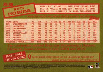 2020 Topps - 1985 Topps Baseball 35th Anniversary (Series One) #85-80 Rhys Hoskins Back