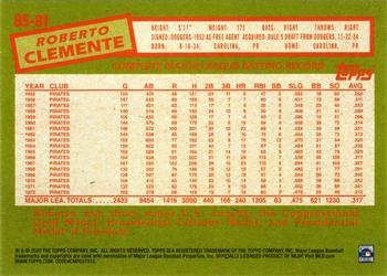 2020 Topps - 1985 Topps Baseball 35th Anniversary (Series One) #85-81 Roberto Clemente Back