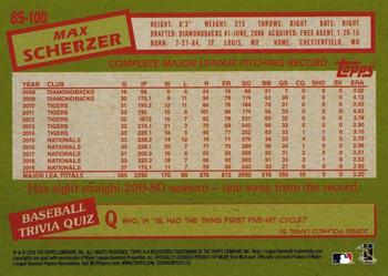2020 Topps - 1985 Topps Baseball 35th Anniversary (Series One) #85-100 Max Scherzer Back