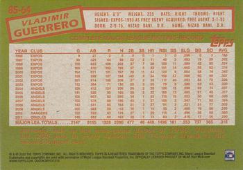 2020 Topps - 1985 Topps Baseball 35th Anniversary Blue (Series One) #85-64 Vladimir Guerrero Back