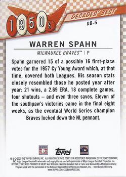 2020 Topps - Decades' Best (Series One) #DB-5 Warren Spahn Back