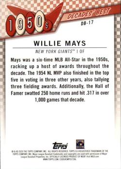 2020 Topps - Decades' Best (Series One) #DB-17 Willie Mays Back