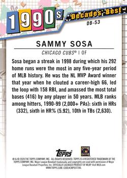 2020 Topps - Decades' Best (Series One) #DB-53 Sammy Sosa Back