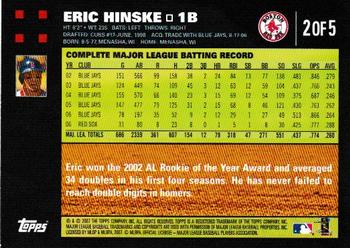 2007 Topps - Boston Red Sox #2 Eric Hinske Back