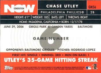 2007 Topps - Generation Now #GN56 Chase Utley Back