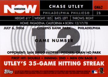 2007 Topps - Generation Now #GN62 Chase Utley Back