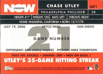 2007 Topps - Generation Now #GN71 Chase Utley Back
