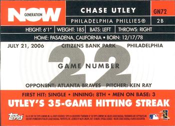 2007 Topps - Generation Now #GN72 Chase Utley Back