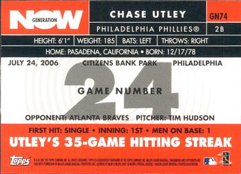 2007 Topps - Generation Now #GN74 Chase Utley Back