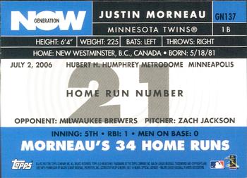 2007 Topps - Generation Now #GN137 Justin Morneau Back