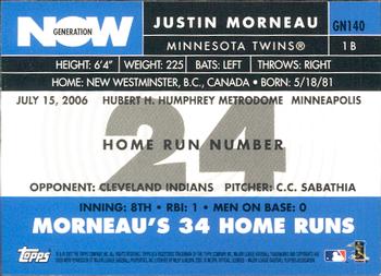 2007 Topps - Generation Now #GN140 Justin Morneau Back
