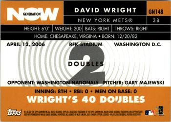 2007 Topps - Generation Now #GN148 David Wright Back