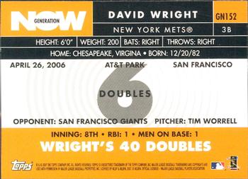 2007 Topps - Generation Now #GN152 David Wright Back