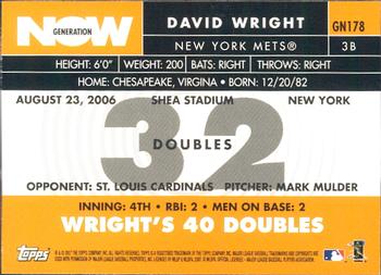 2007 Topps - Generation Now #GN178 David Wright Back