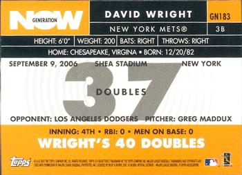 2007 Topps - Generation Now #GN183 David Wright Back