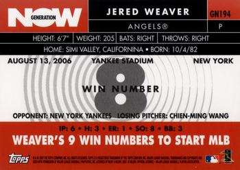 2007 Topps - Generation Now #GN194 Jered Weaver Back
