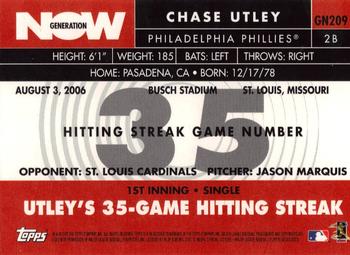 2007 Topps - Generation Now #GN209 Chase Utley Back