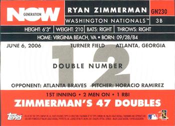 2007 Topps - Generation Now #GN230 Ryan Zimmerman Back
