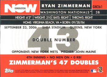 2007 Topps - Generation Now #GN261 Ryan Zimmerman Back