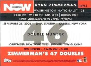 2007 Topps - Generation Now #GN264 Ryan Zimmerman Back