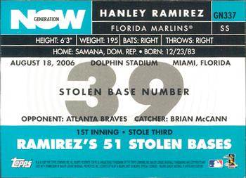 2007 Topps - Generation Now #GN337 Hanley Ramirez Back