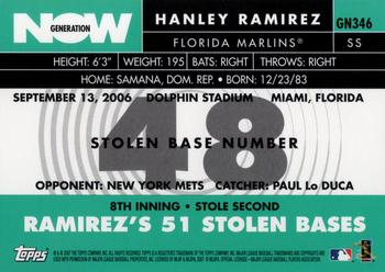 2007 Topps - Generation Now #GN346 Hanley Ramirez Back
