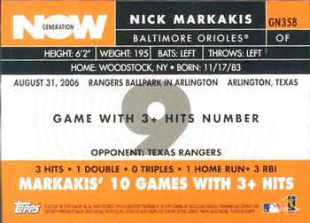 2007 Topps - Generation Now #GN358 Nick Markakis Back