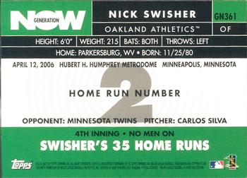 2007 Topps - Generation Now #GN361 Nick Swisher Back