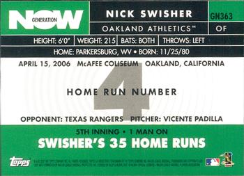 2007 Topps - Generation Now #GN363 Nick Swisher Back