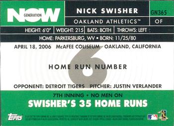 2007 Topps - Generation Now #GN365 Nick Swisher Back