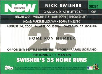 2007 Topps - Generation Now #GN384 Nick Swisher Back