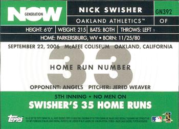 2007 Topps - Generation Now #GN392 Nick Swisher Back