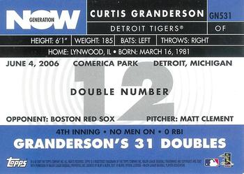 2007 Topps - Generation Now #GN531 Curtis Granderson Back