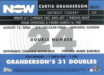 2007 Topps - Generation Now #GN543 Curtis Granderson Back