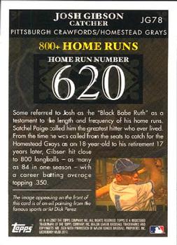 2007 Topps - Josh Gibson Home Run History #JG78 Josh Gibson Back