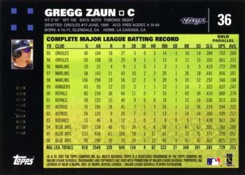 2007 Topps - Gold #36 Gregg Zaun Back