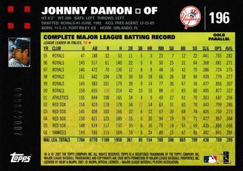 2007 Topps - Gold #196 Johnny Damon Back