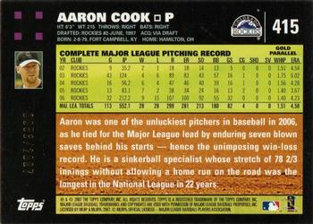 2007 Topps - Gold #415 Aaron Cook Back