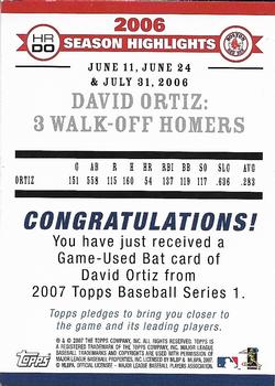 2007 Topps - Highlights Relics #HRDO David Ortiz Back