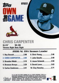 2007 Topps - Own the Game #OTG22 Chris Carpenter Back