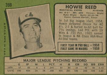 2020 Topps Heritage - 50th Anniversary Buybacks #398 Howie Reed Back