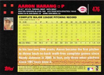 2007 Topps - Red Back #476 Aaron Harang Back