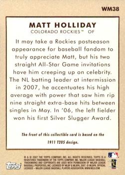 2007 Topps - Walmart #WM38 Matt Holliday Back