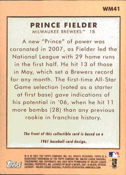 2007 Topps - Walmart #WM41 Prince Fielder Back
