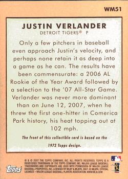 2007 Topps - Walmart #WM51 Justin Verlander Back
